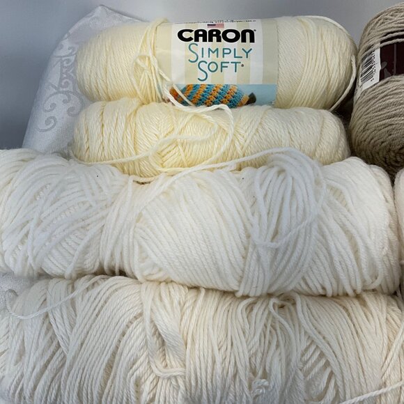 Mixed Yarn Bundle Neutral Colors: Caron Simply Soft Bernat Softee Baby & Stylecr - Picture 2 of 5